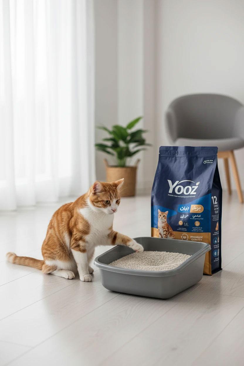 خاک گربه گرانول ساده درجه یک ۱۲ لیتری از برند یوز ایرانی