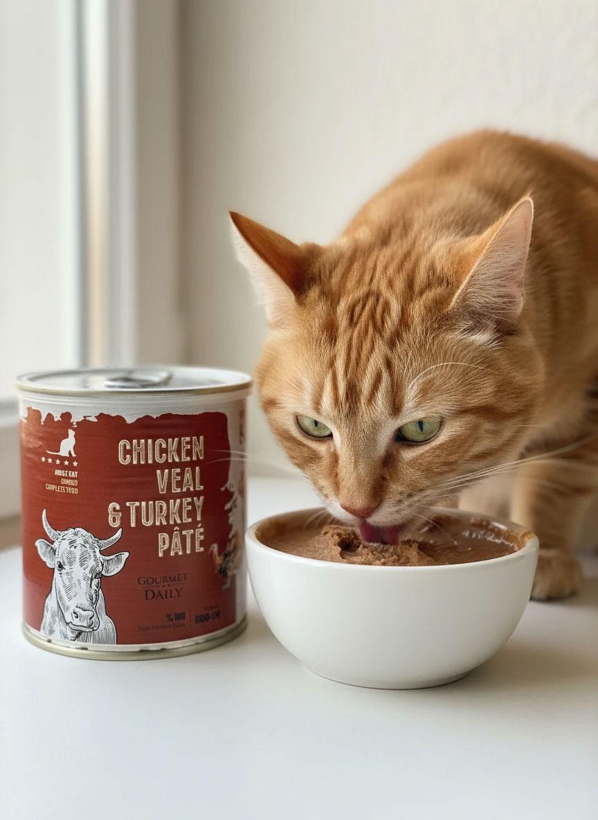 کنسرو ۸۰۰ گرم dps پاته گربه (خمیری) با طعم گوشت قرمز و مرغ و بوقلمون