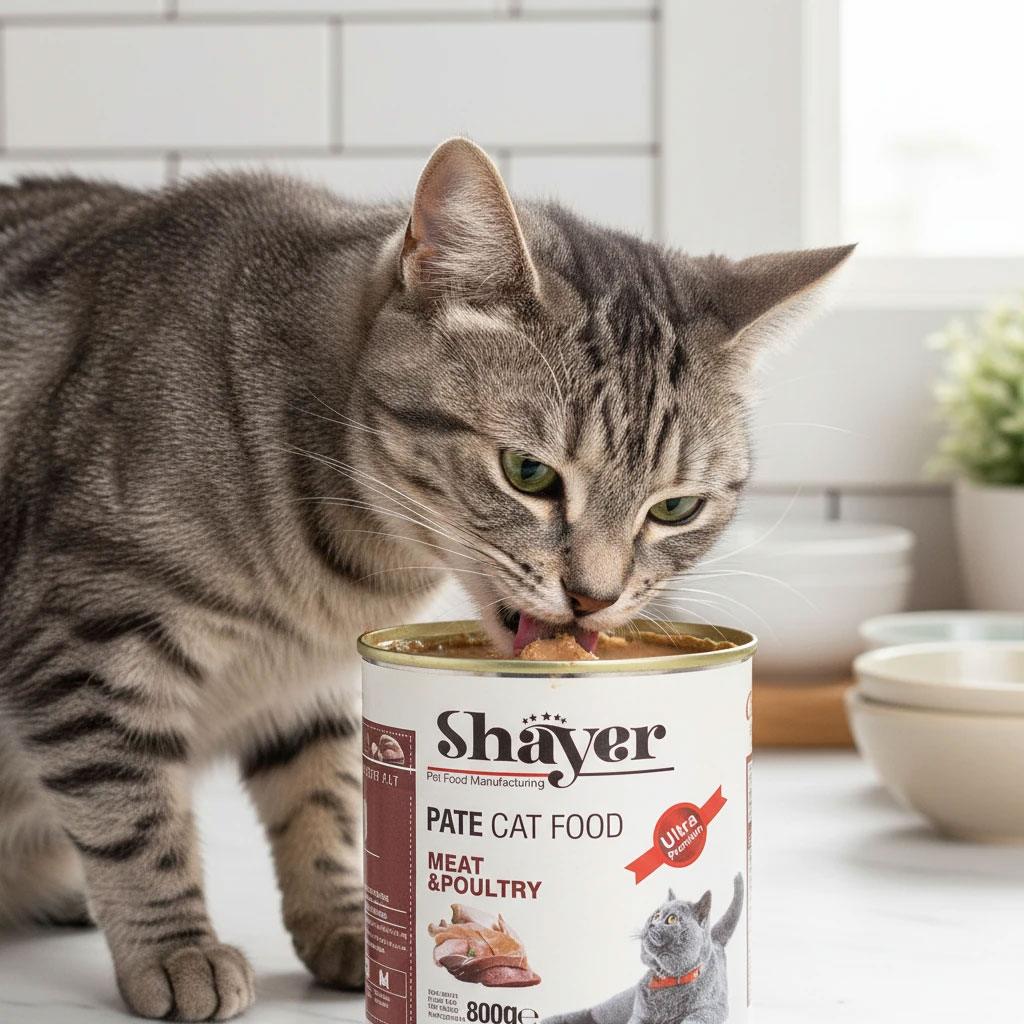 کنسرو ۸۰۰ گرم شایر پاته گربه (خمیری) با طعم گوشت ماکیان