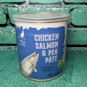 کنسرو ۸۰۰ گرم dps پاته گربه (خمیری) با طعم میکس ماهی و مرغ و نخودفرنگی